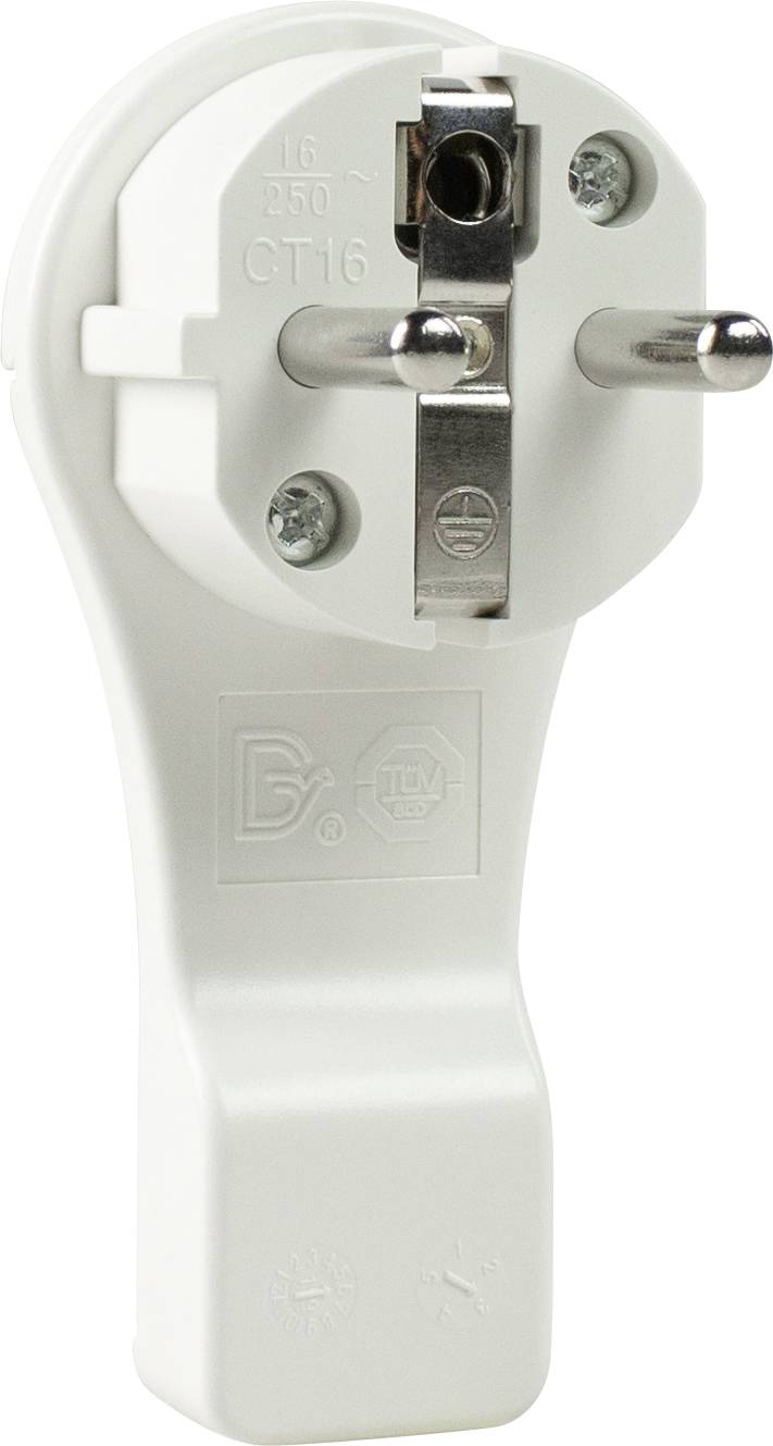 AS Schwabe 45030 Schutzkontakt-Flachstecker Kunststoff mit Aussteckhilfe 230 V Weiß IP20