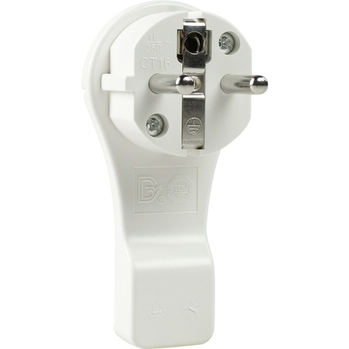 AS Schwabe 45030 Schutzkontakt-Flachstecker Kunststoff mit Aussteckhilfe 230V Weiß IP20