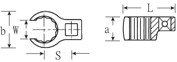 Technische Zeichnung von zwei Objekten. Links eine Form mit einem eingebetteten Quadrat. Rechts eine Pfeilbeschriftung mit 'a'.