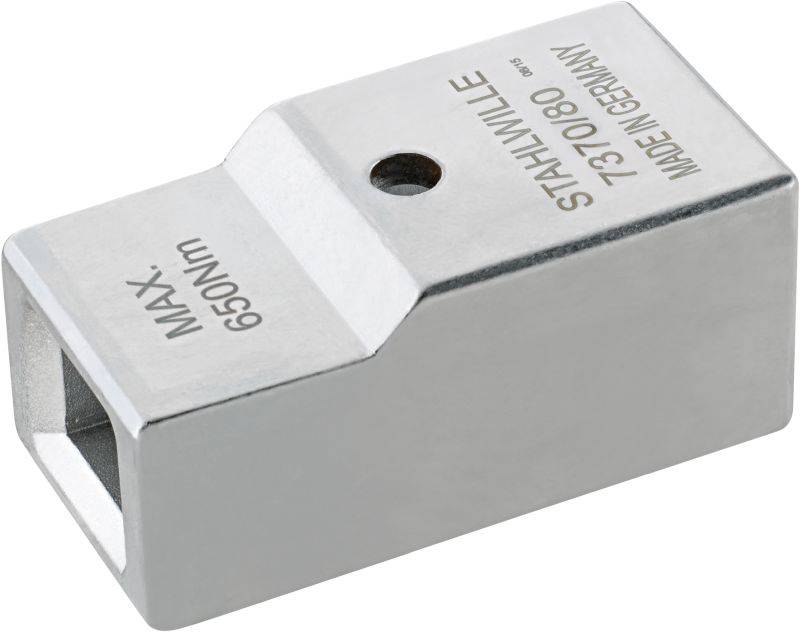 Silbernes Metallwerkzeug, auf dem 'STAHLWILLE', '7370/80', 'MADE IN GERMANY' und 'MAX. 650Nm' eingraviert sind.