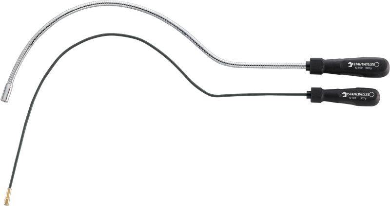 Zwei flexible Magnetheber mit schwarzen Griffen; einer aus Metall, der andere mit einem gummiartigen Überzug.