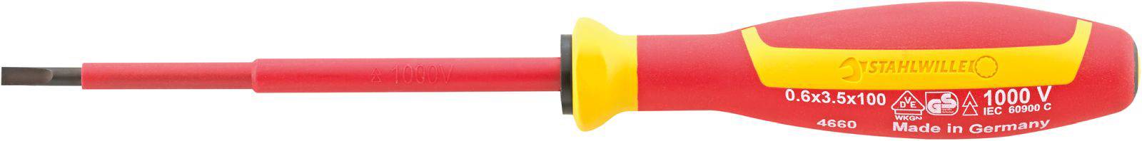 Stahlwille 4660 VDE 2 0,5X 3,0X100 VDE SCHLITZSCHRAUBENDREHER MIT DRALL-GRIFF Schlitz-Schraubendreher