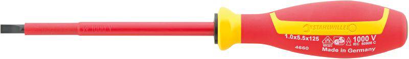 Stahlwille 4660 VDE 5 1,0X 5,5X125 VDE SCHLITZSCHRAUBENDREHER MIT DRALL-GRIFF Schlitz-Schraubendreher