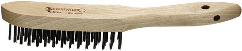 Holzbürste mit schwarzen Borsten.