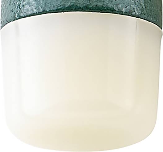 Verpackung eines antitranspiranten Deos, grün-weißer Verschluss, durchsichtiger Behälter.