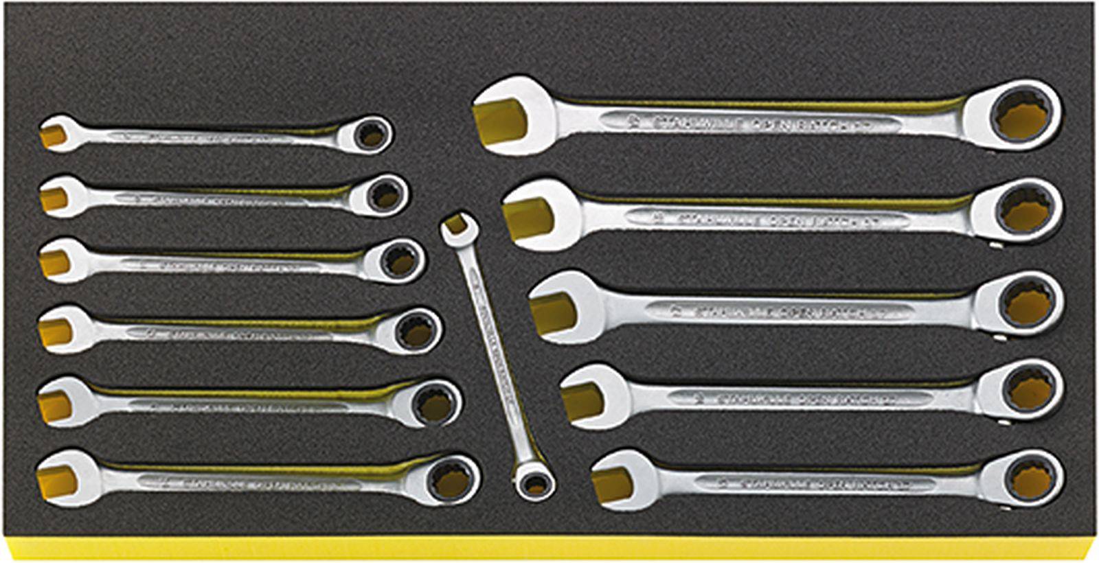 Stahlwille 96830128 TCS WT 17/12 Maul-Ringratschenschlüssel-Satz Schlüsselweite (Metrisch) 8 - 19mm