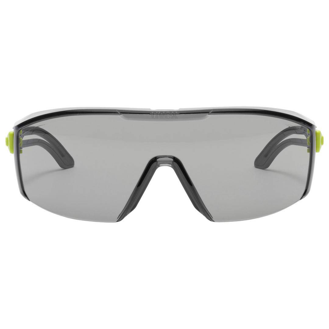 Sicherheitsbrille mit grauen Gläsern und schwarzen Bügeln, geeignet für den Schutz der Augen bei handwerklichen Tätigkeiten.