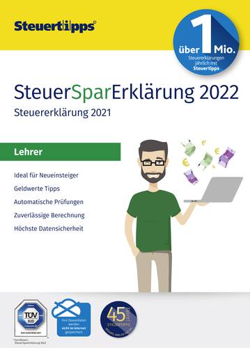 Akademische Arbeitsgemeinschaft Steuer-Spar-Erklärung Lehrer 2022 Jahreslizenz, 1 Lizenz Windows St