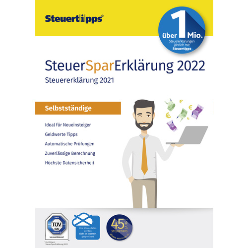 Akademische Arbeitsgemeinschaft Steuer-Spar-Erklärung Selbstständige 2022 Jahreslizenz, 1 Lizenz Windows Steuer-Software