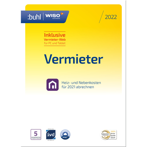 WISO Vermieter 2022 (5 WE - Klappbox) Vollversion, 1 Lizenz Windows Finanz-Software