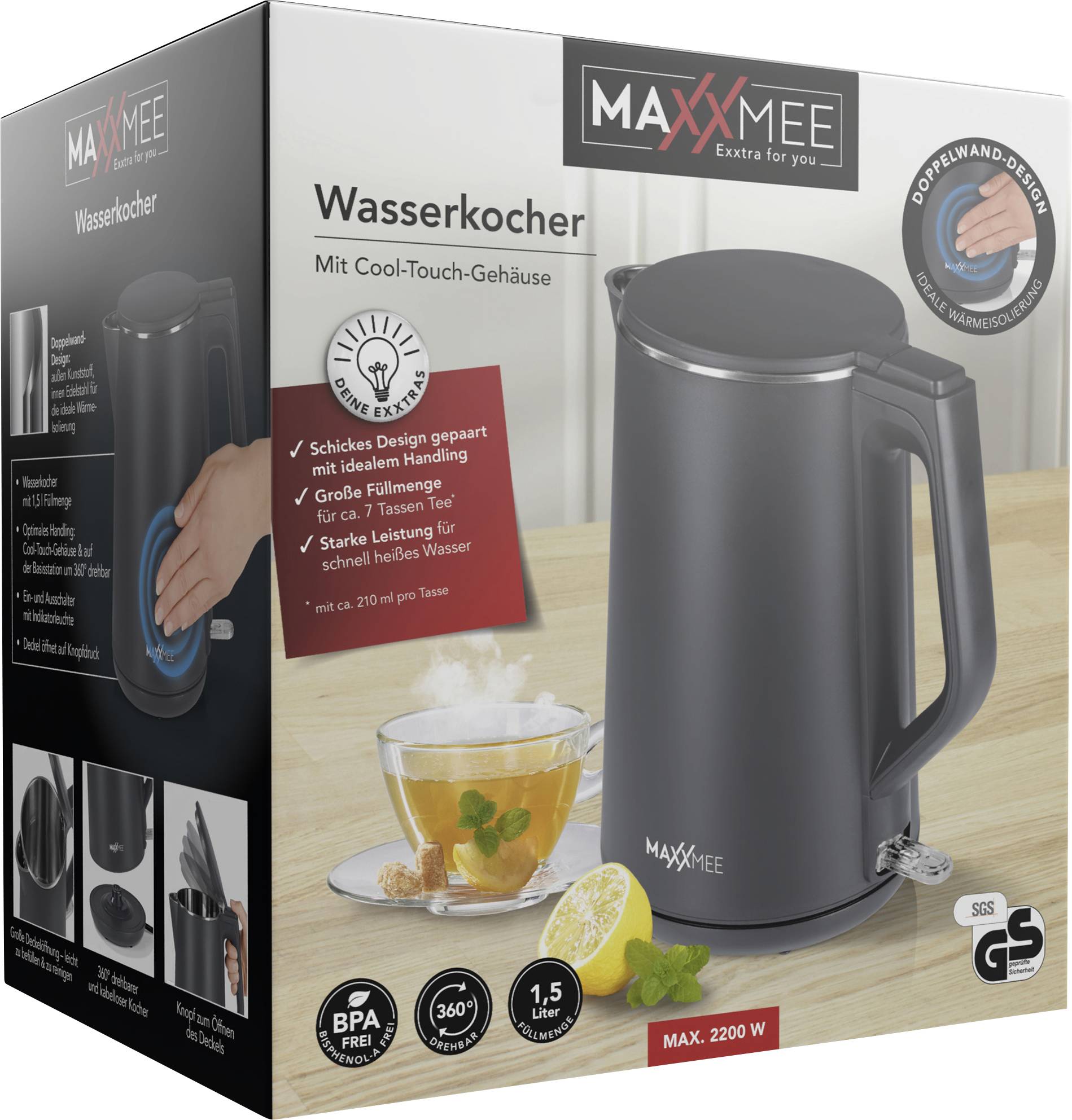 Maxxmee Wasserkocher schnurlos