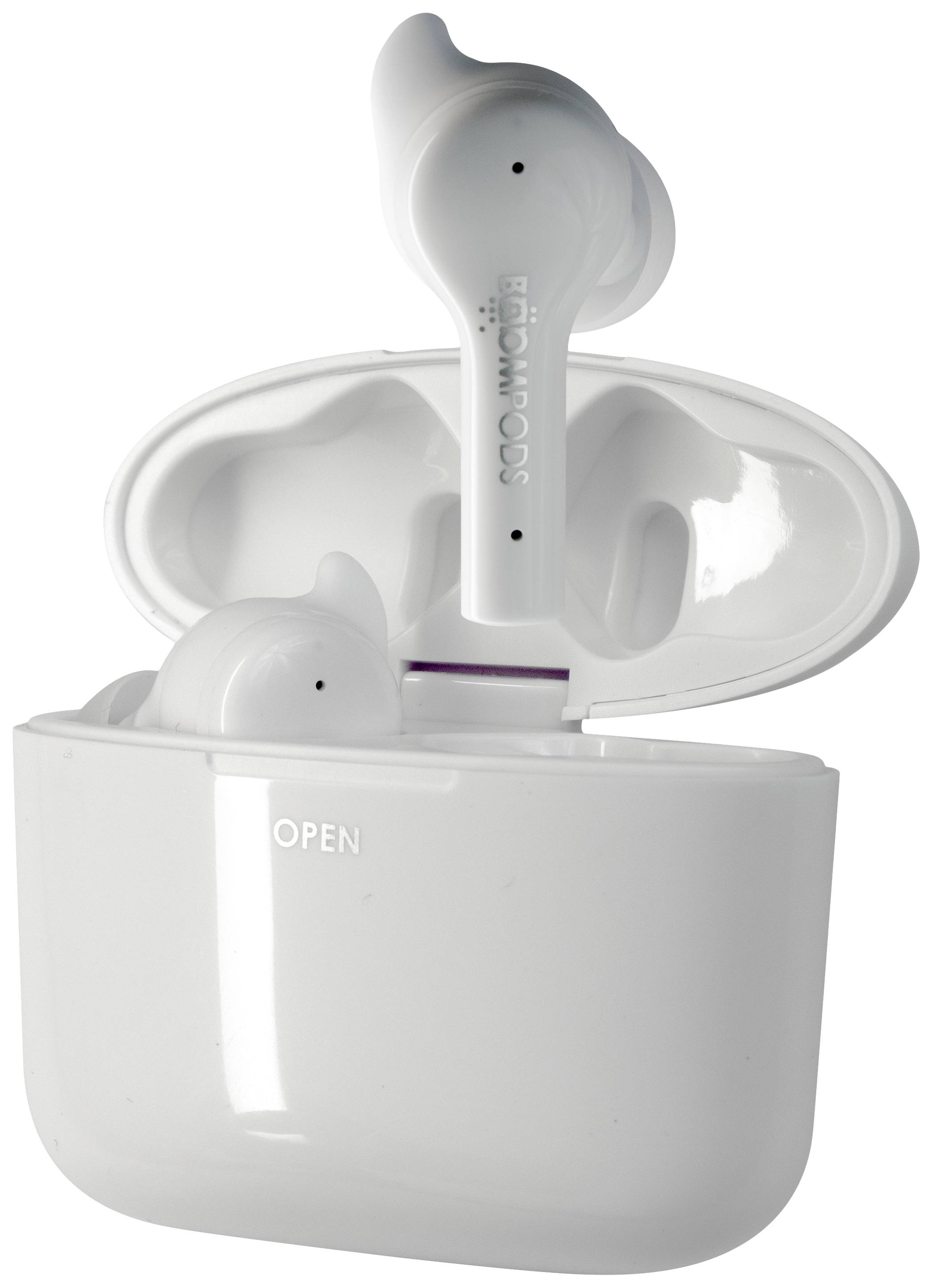 Boompods Bassline GO In Ear Kopfhörer Bluetooth® Weiß Headset, Lautstärkeregelung, Schweißresist