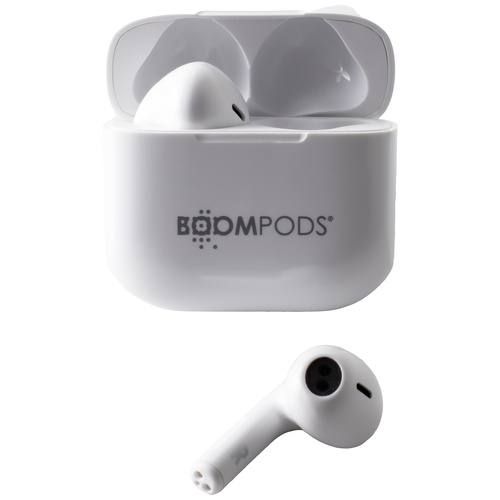 Boompods Bassline Compact In Ear Kopfhörer Bluetooth® Weiß Headset, Klang-Personalisierung, Lautst