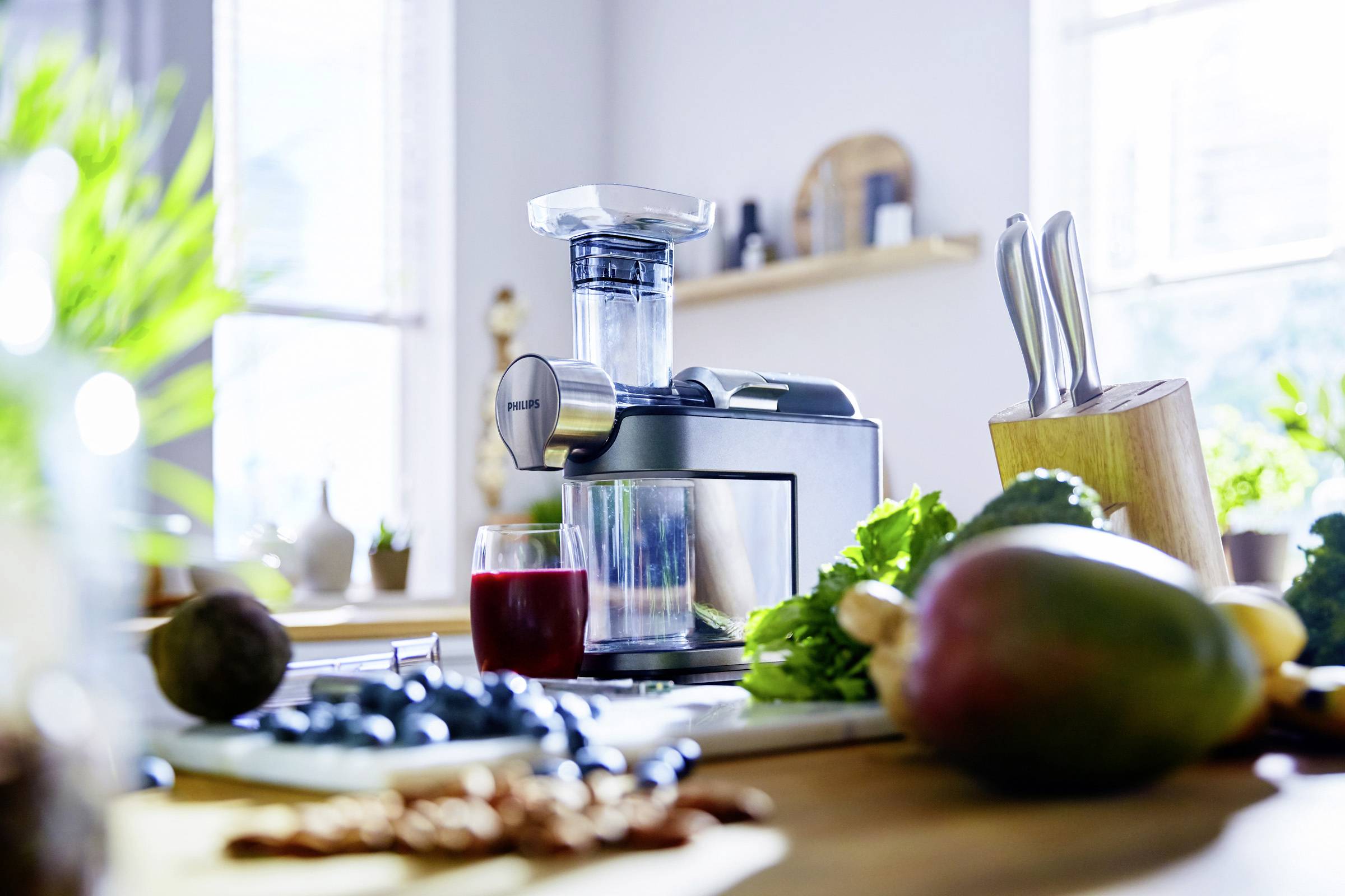 Philips Home Slow-Entsafter HR1949/20 Avance 200W Silber, Schwarz