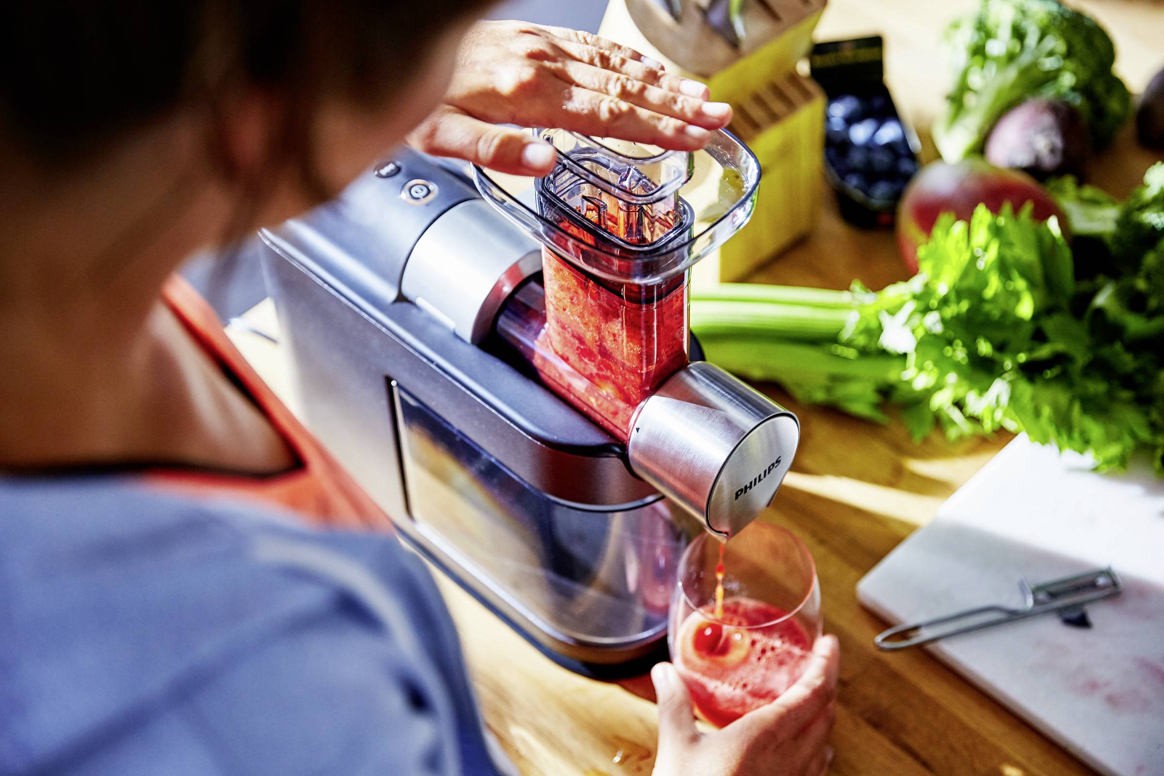 Philips Home Slow-Entsafter HR1949/20 Avance 200W Silber, Schwarz