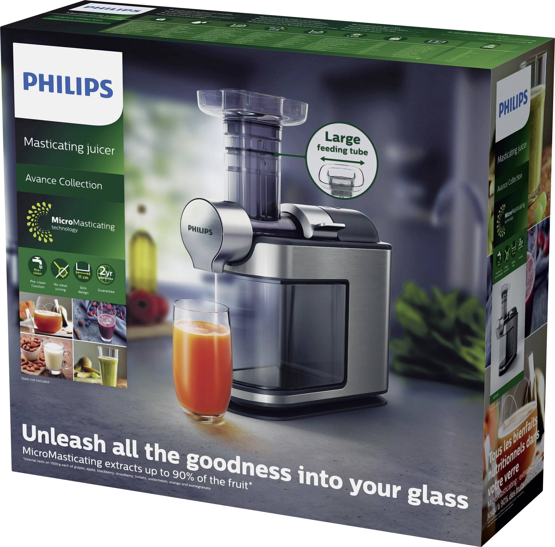 Philips Home Slow-Entsafter HR1949/20 Avance 200W Silber, Schwarz