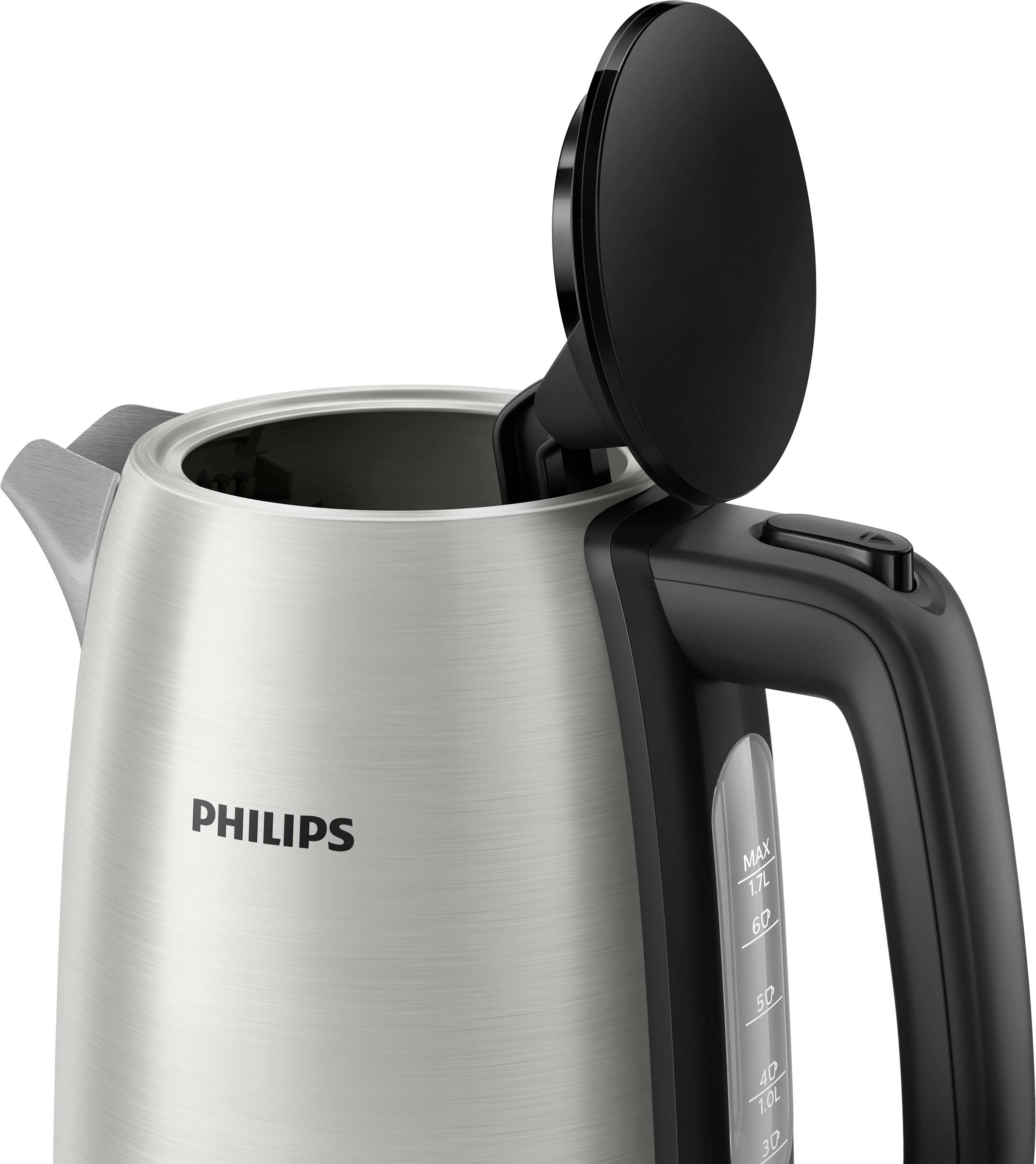 Philips Home HD9350/90 Daily Wasserkocher Edelstahl, Schwarz Fassungsvermögen: 1.7 l