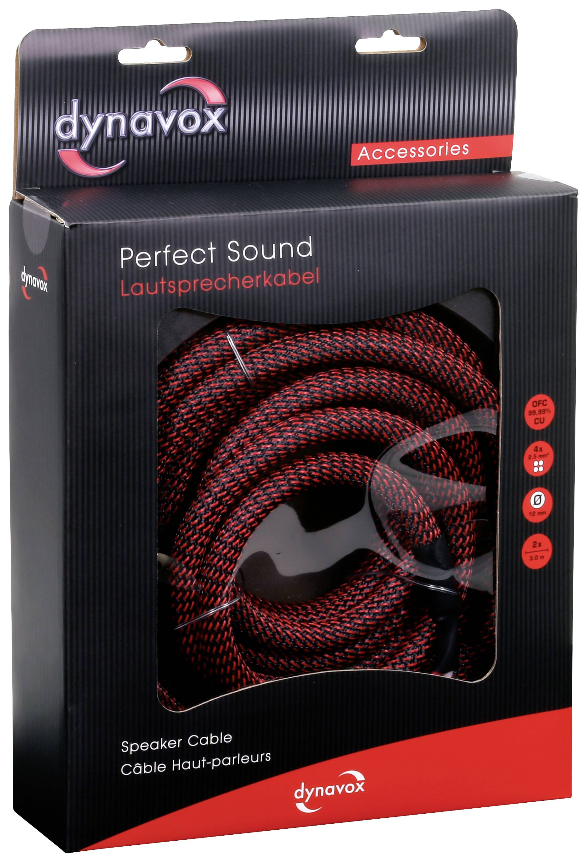 Dynavox 207297 Audio Anschlusskabel [2x Bananenstecker - 2x Bananenstecker] 2 m Schwarz/Rot