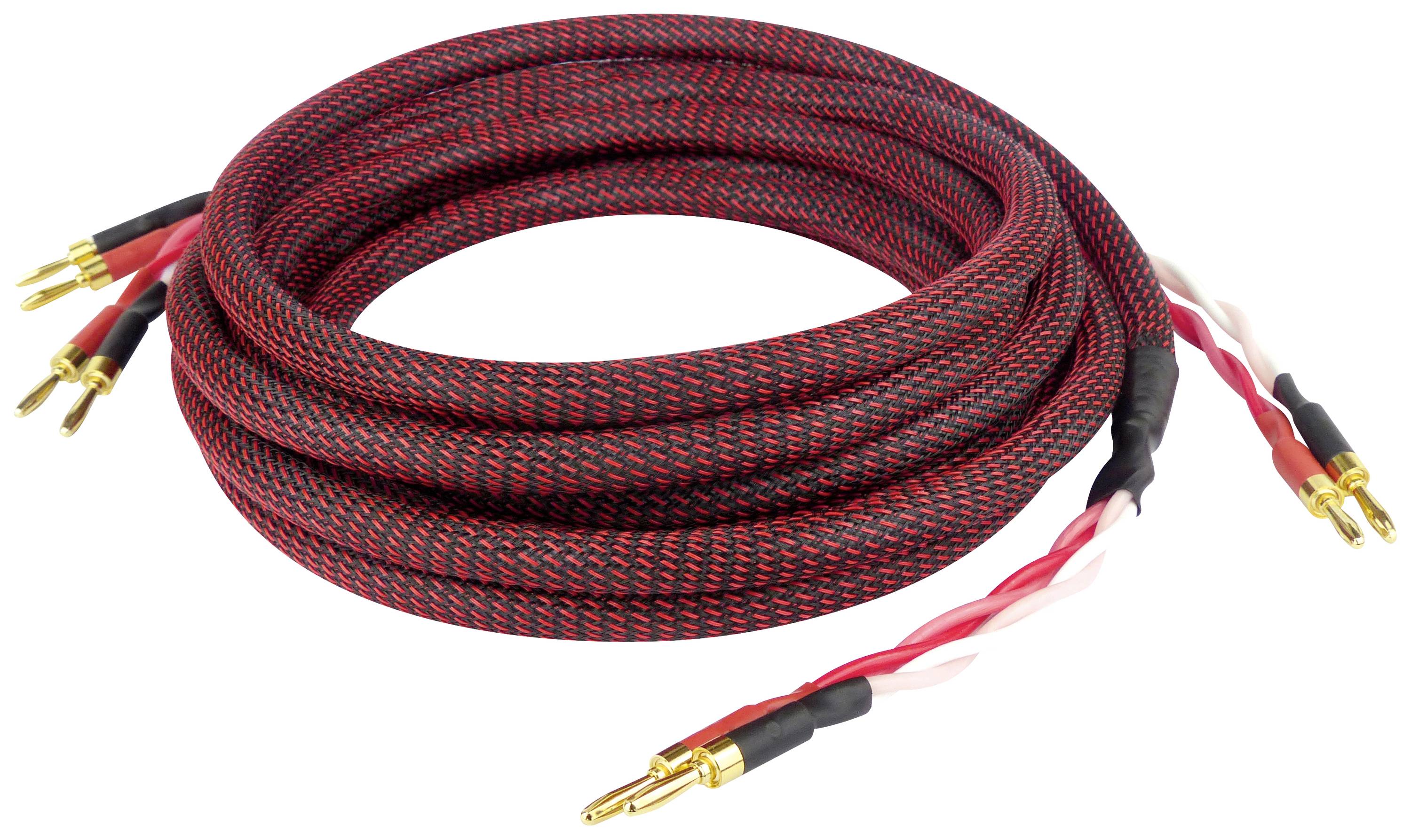 Dynavox 207298 Audio Anschlusskabel [2x Bananenstecker - 2x Bananenstecker] 3 m Schwarz/Rot