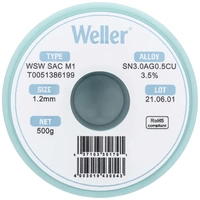 Weller T0051386199 Lötzinn, bleifrei Spule, bleifrei Sn3,0Ag0,5Cu 500g 1.20mm Weller T0051386199 Lötzinn, bleifrei Spule, bleifrei Sn3,0Ag0,5Cu 500g 1.20mm