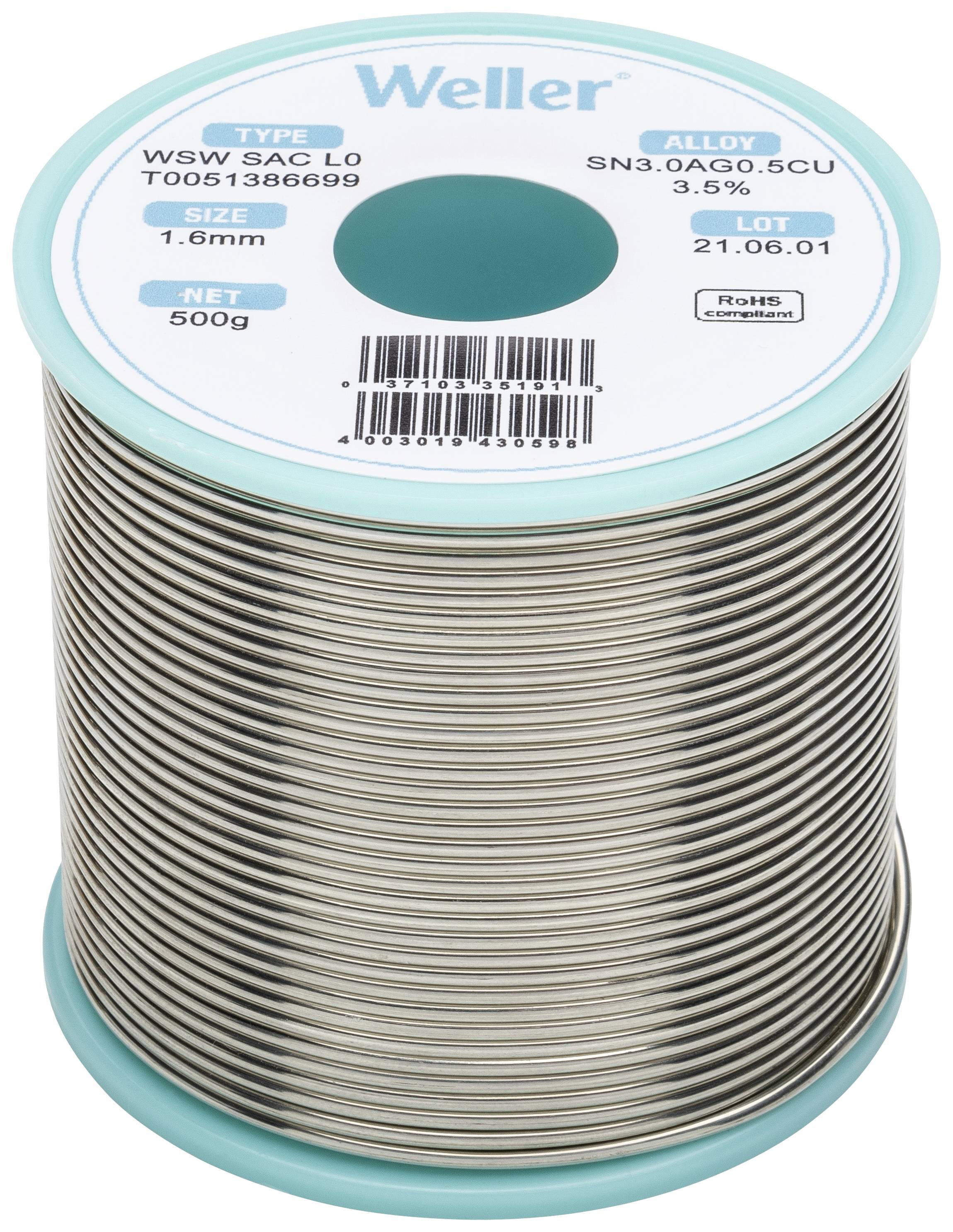 Weller T0051386699 Lötzinn, bleifrei Spule, bleifrei Sn3,0Ag0,5Cu 500g 1.60mm