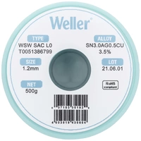 Weller T0051386799 Lötzinn, bleifrei Spule, bleifrei Sn3,0Ag0,5Cu 500g 1.20mm Weller T0051386799 Lötzinn, bleifrei Spule, bleifrei Sn3,0Ag0,5Cu 500g 1.20mm