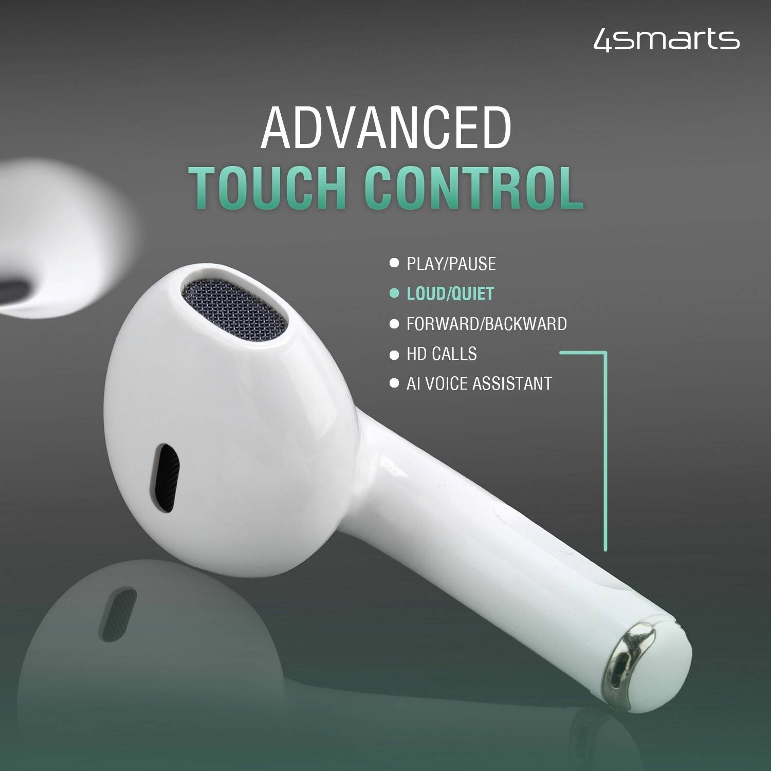 4Smarts In Ear Kopfhörer Bluetooth® Stereo Weiß Touch-Steuerung