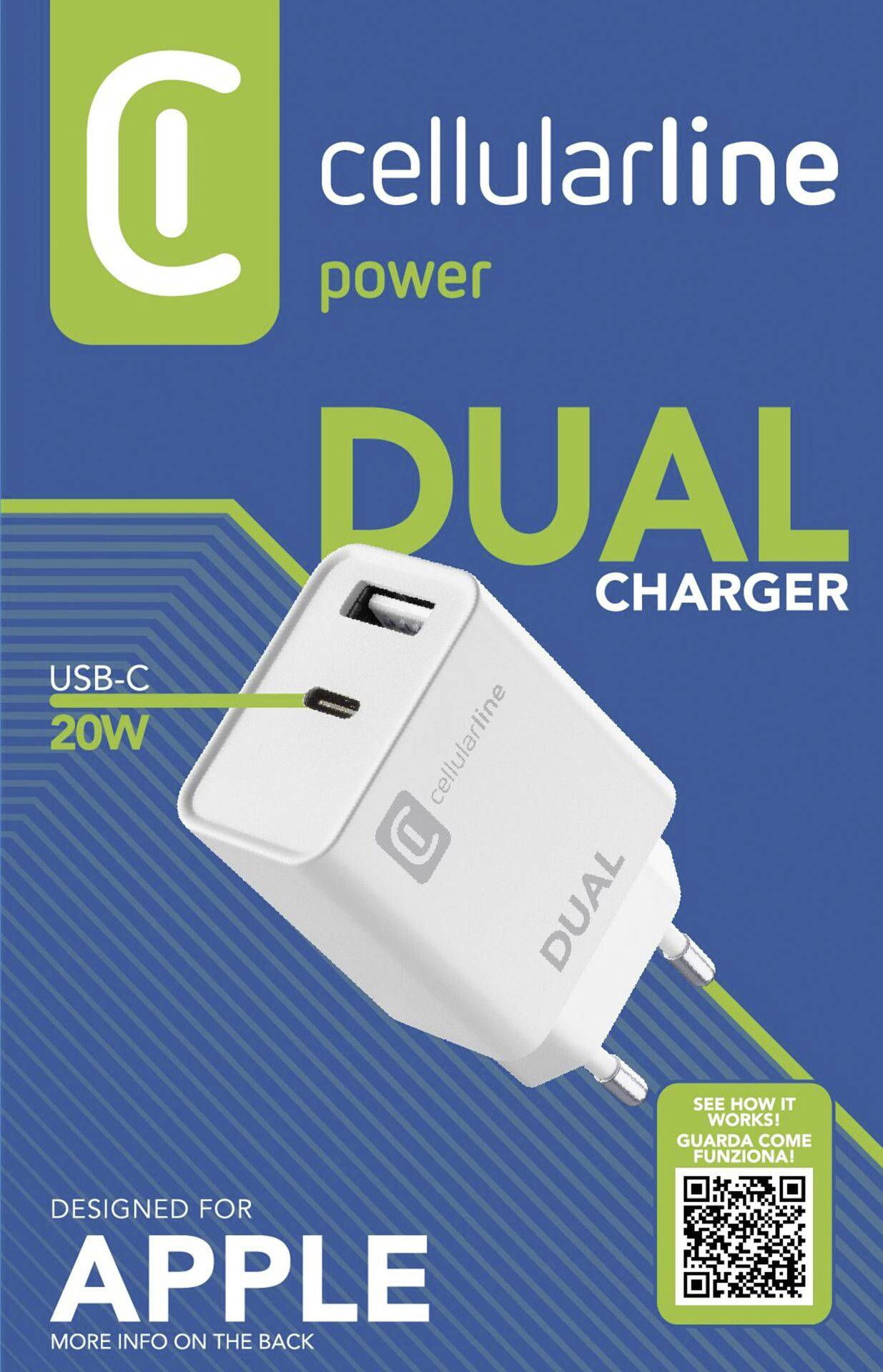 Cellularline ACHIPHUSB2PD20W, Indoor, AC, Weiß
