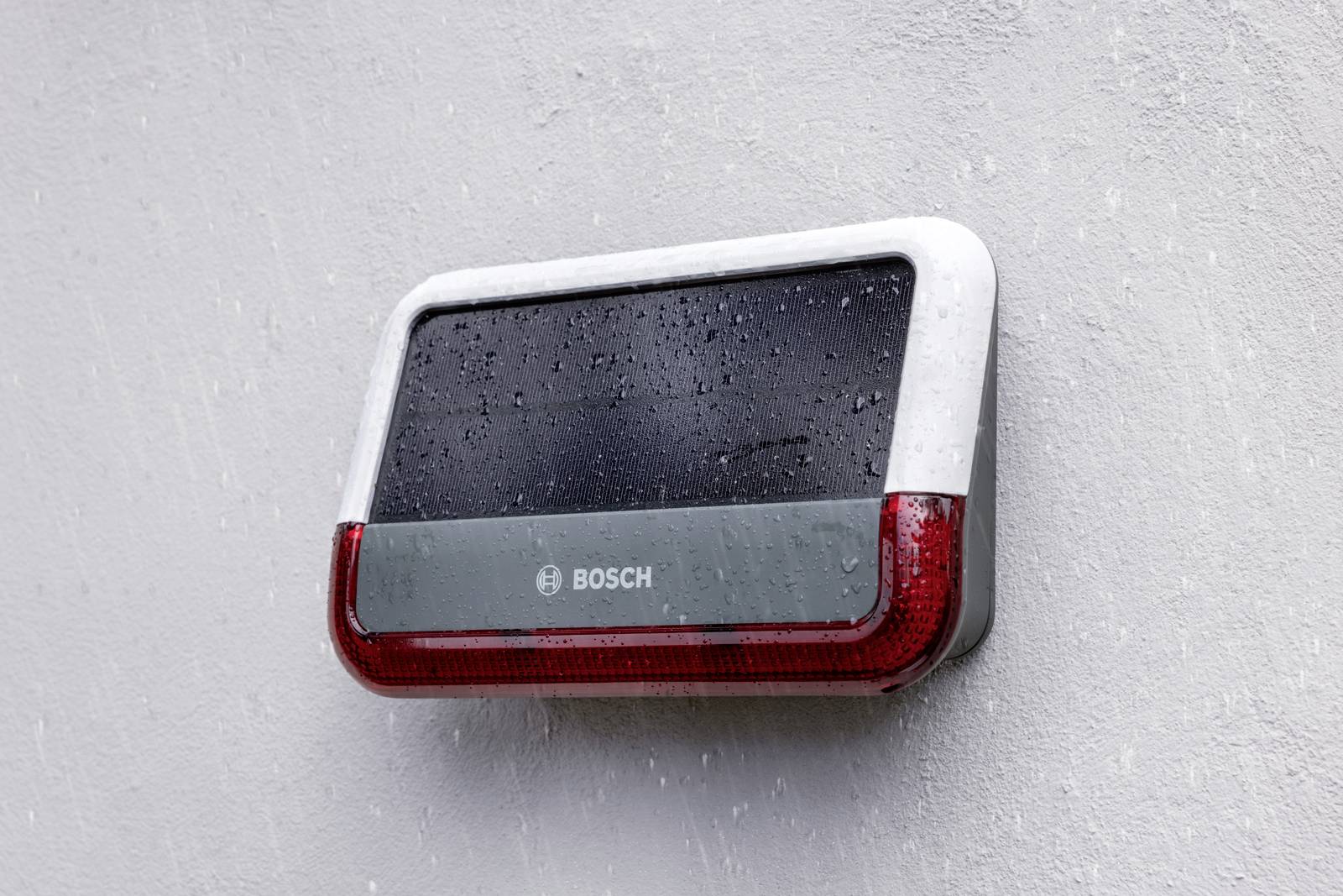 8750001471 Bosch Smart Home Funk-Sirene, Funk-Sirene mit Signalleuchte, Sirene mit Signalleuchte, Sirene, Solar-Außenblitzsirene