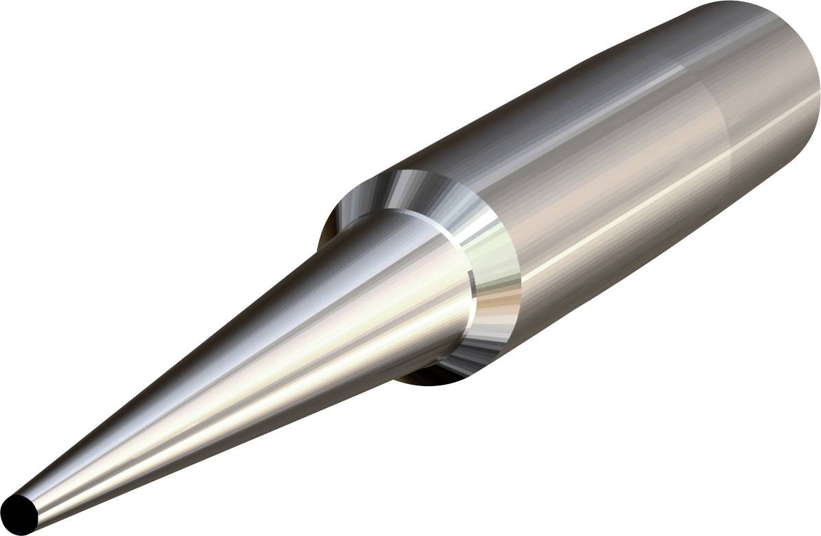 Eine metallische, konische Lötspitze, die für das Löten in elektronischen Anwendungen verwendet wird.