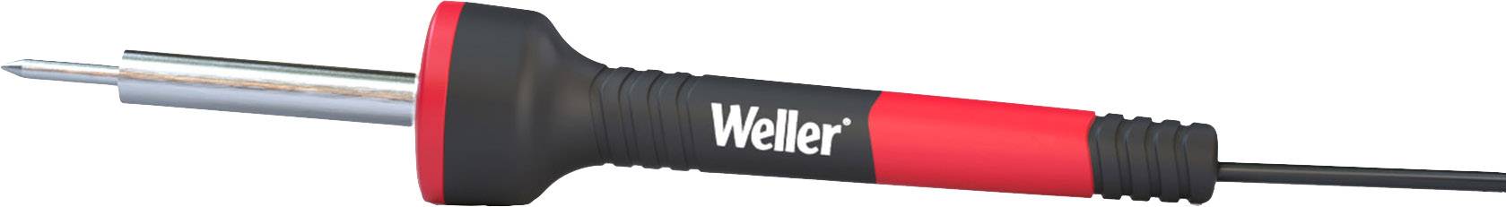 Lötkolben mit schwarzem Griff und rotem Ring, Markenname 'Weller', Metallspitze sichtbar. Geeignet für Lötarbeiten.