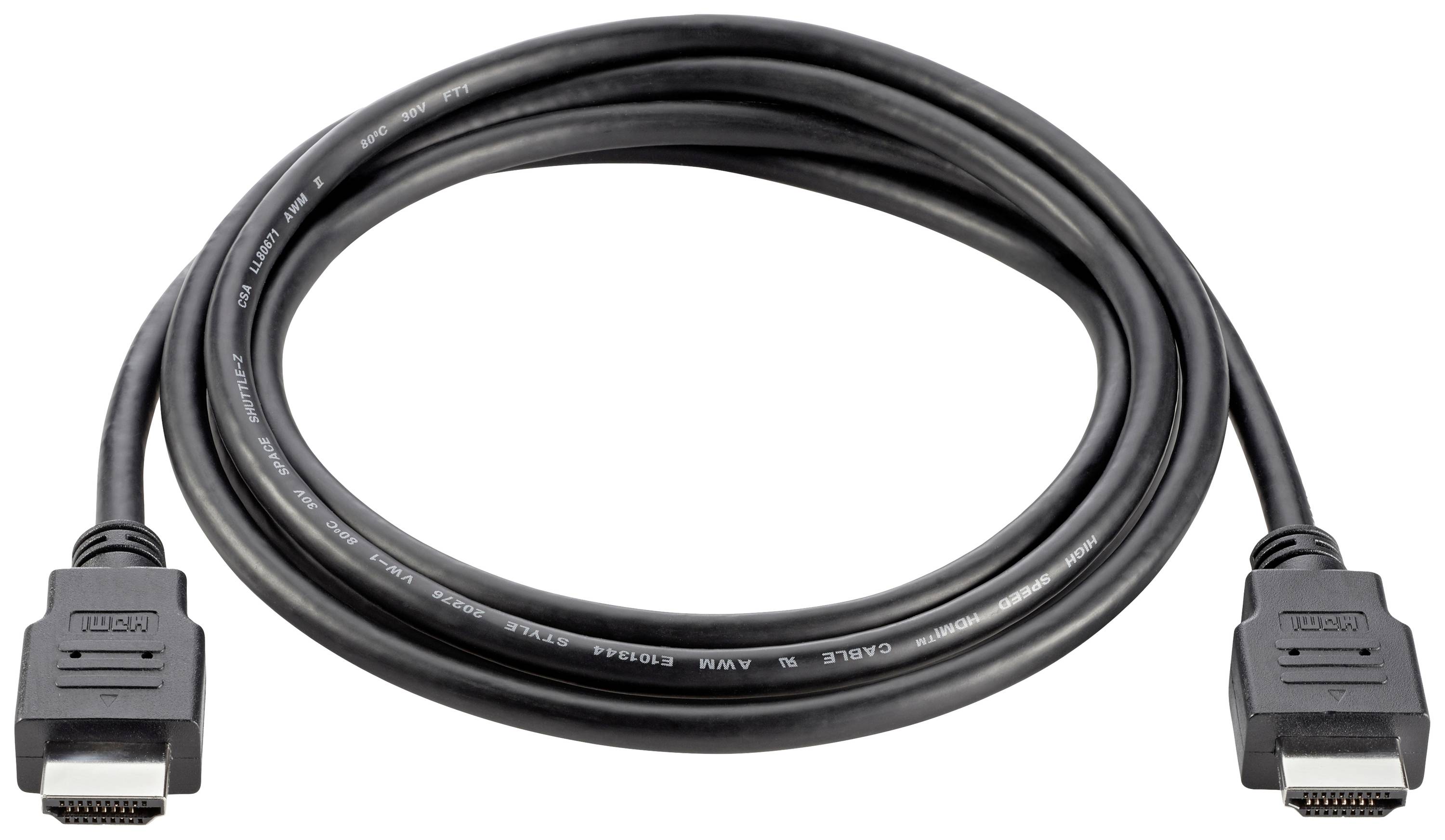 Ein schwarzes HDMI-Kabel mit zwei Steckern an den Enden, geeignet für die Übertragung von Audio- und Videosignalen zwischen Geräten.