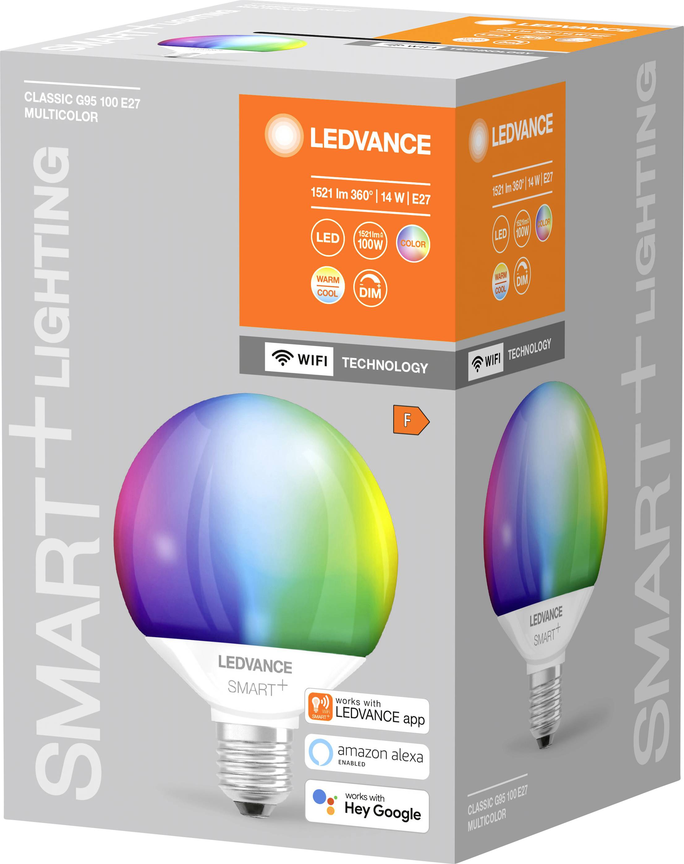 LEDVANCE SMART+ EEK: F (A - G) G95 RGBW E27 14 W