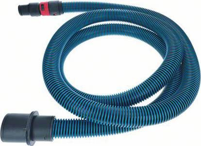Schlauch aus Kunststoff, blau mit schwarzen Endstücken. Wird typischerweise für industrielle oder gewerbliche Anwendungen verwendet.