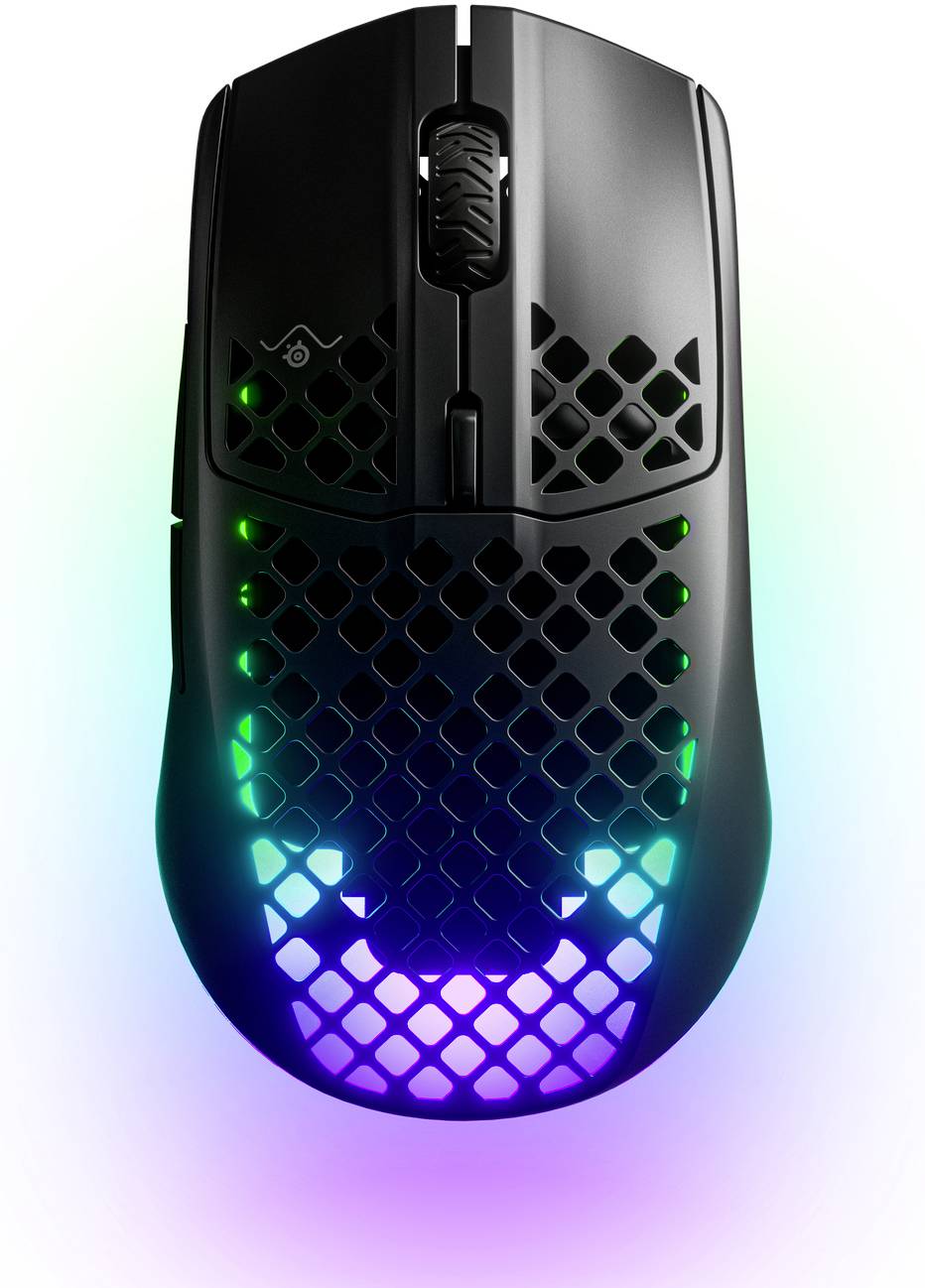 Steelseries Aerox 3 Ergonomische Gaming-Maus Bluetooth®, Funk Optisch Onyx 6 Tasten 18000 dpi Ergonomisch, Beleuchtet