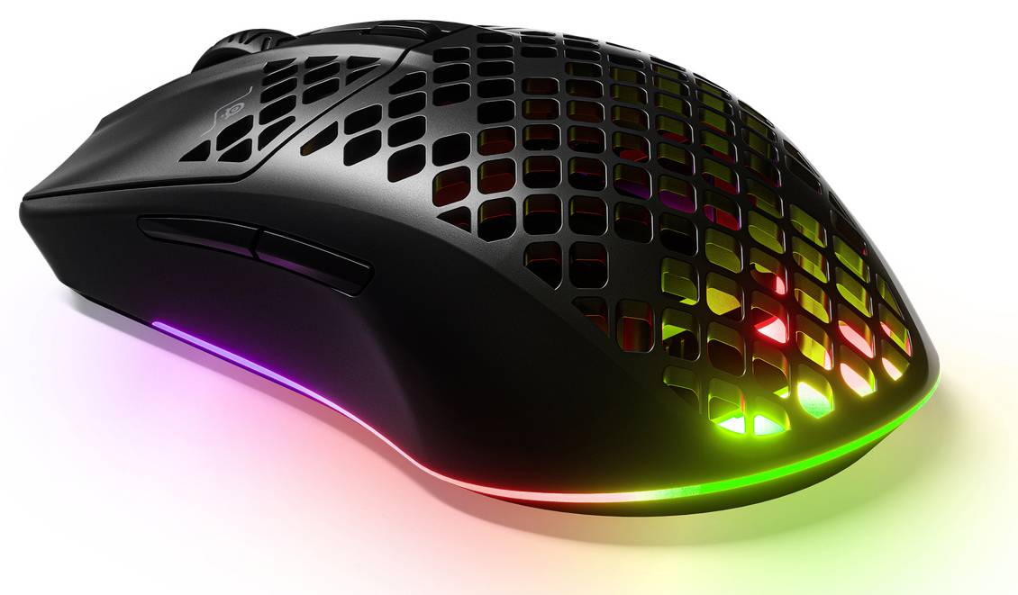 Steelseries Aerox 3 Ergonomische Gaming-Maus Bluetooth®, Funk Optisch Onyx 6 Tasten 18000 dpi Ergonomisch, Beleuchtet