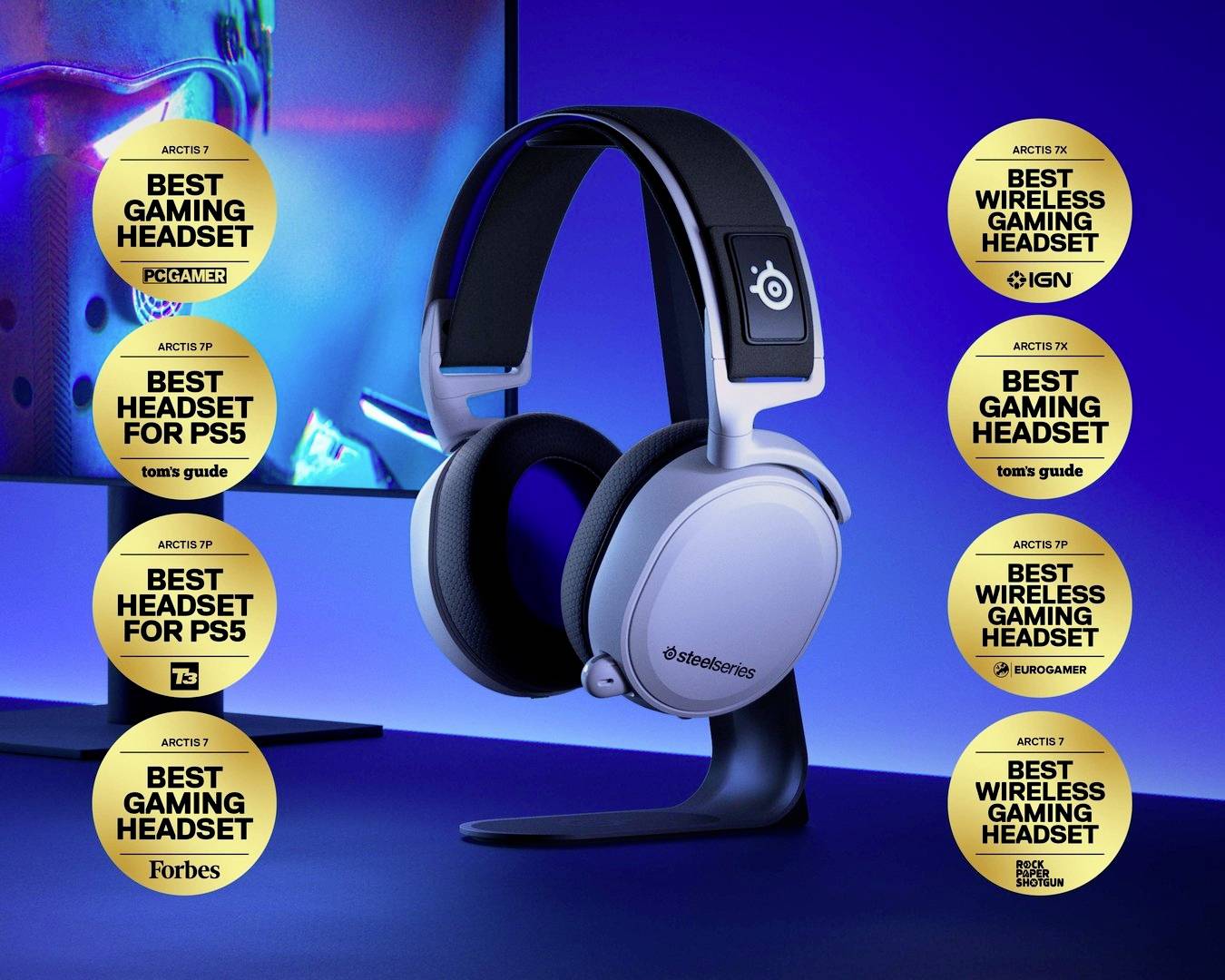 Steelseries Arctis 7P+ Gaming Over Ear Headset Stereo Weiß Mikrofon-Rauschunterdrückung, Noise Cancelling Lautstärkeregelung