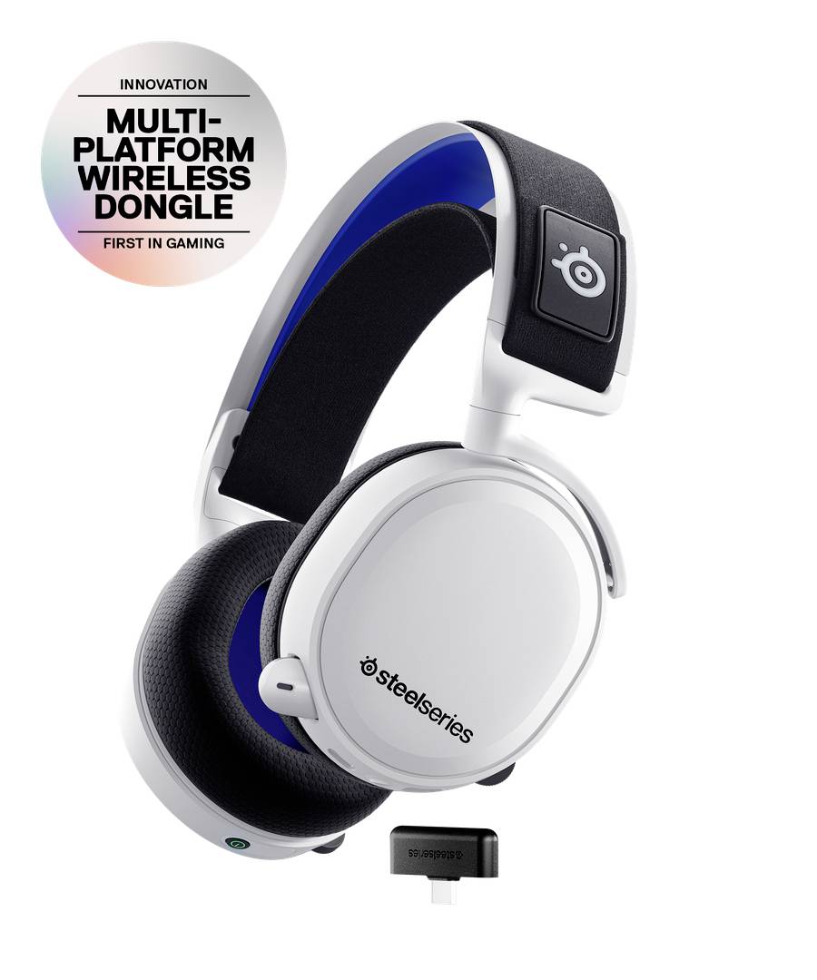 Steelseries Arctis 7P+ Gaming Over Ear Headset Stereo Weiß Mikrofon-Rauschunterdrückung, Noise Cancelling Lautstärkeregelung