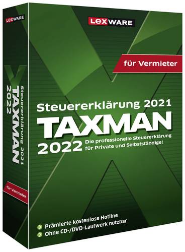 Lexware TAXMAN 2022 für Vermieter Jahreslizenz, 1 Lizenz Windows Steuer-Software