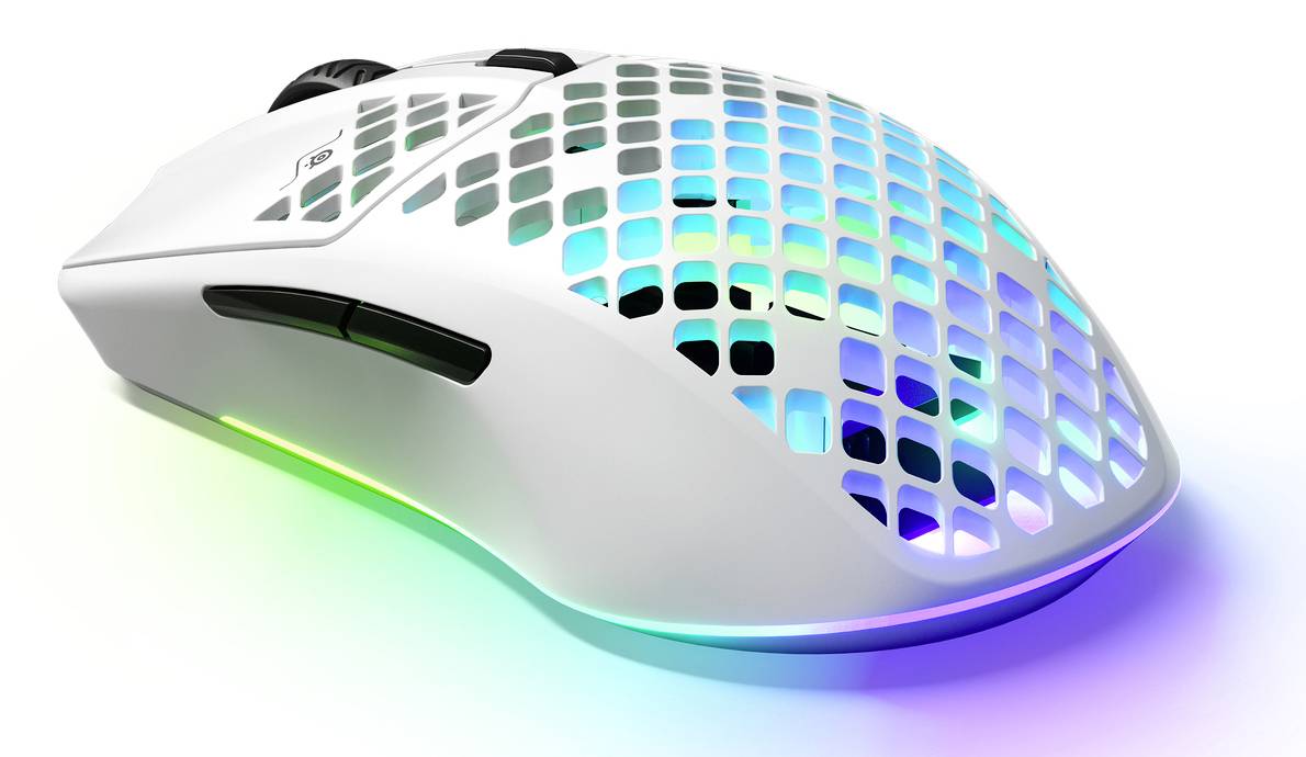 Steelseries Aerox 3 Ergonomische Gaming-Maus Bluetooth®, Funk Optisch Weiß 6 Tasten 18000 dpi Ergonomisch, Beleuchtet