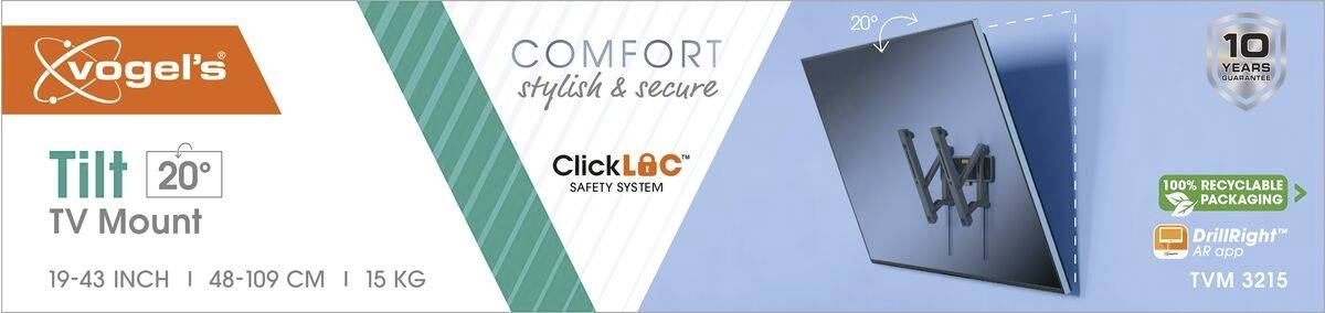 Vogel's TVM 3215 TV-Wandhalterung 48,3cm (19") - 109,2cm (43") Neigbar