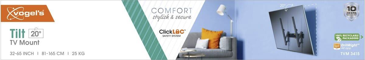 Vogel's TVM 3415 TV-Wandhalterung 81,3cm (32") - 165,1cm (65") Neigbar