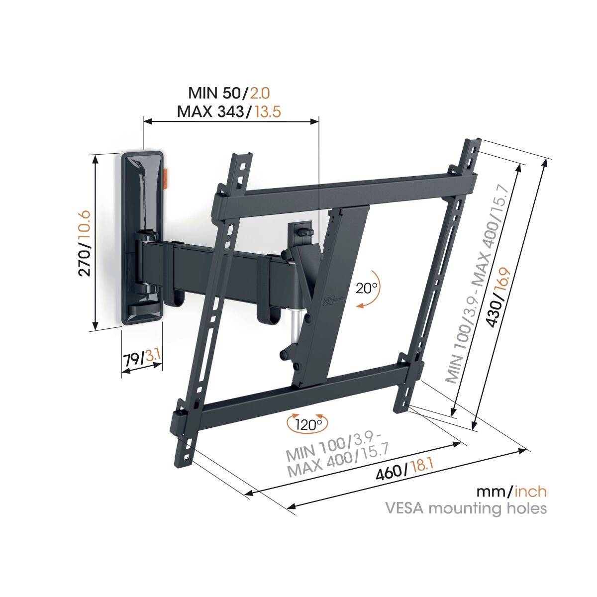 Vogel's TVM 3425 TV-Wandhalterung 81,3cm (32") - 165,1cm (65") Schwenkbar, Neigbar