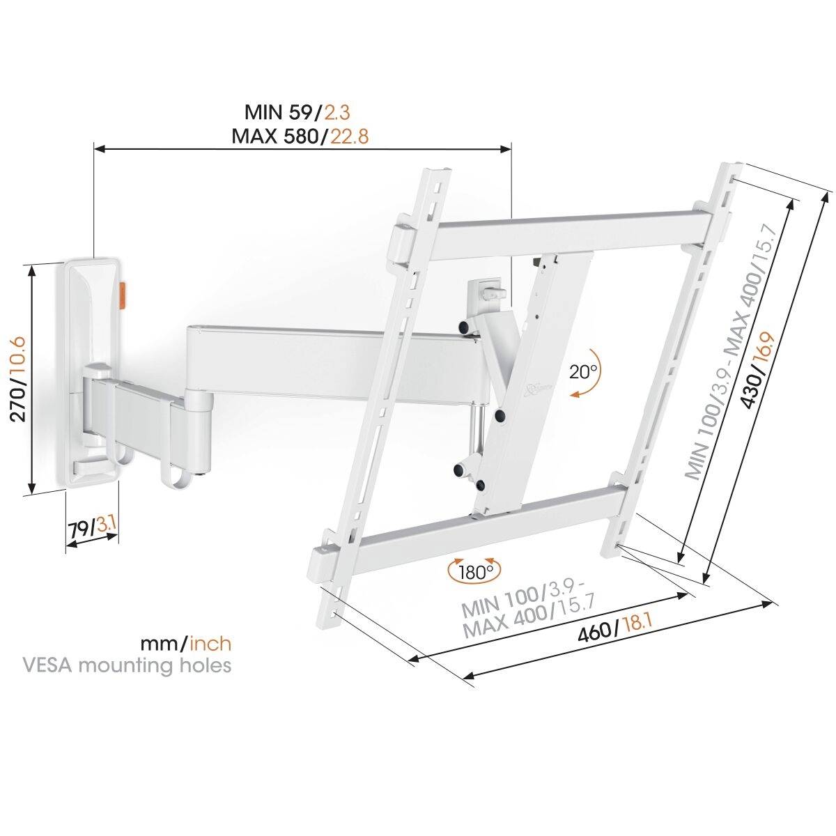 Vogel's TVM 3445 TV-Wandhalterung 81,3cm (32") - 165,1cm (65") Schwenkbar, Neigbar
