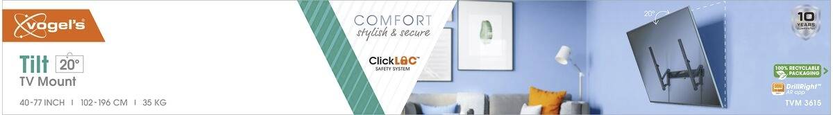 Vogel's TVM 3615 TV-Wandhalterung 101,6cm (40") - 195,6cm (77") Neigbar