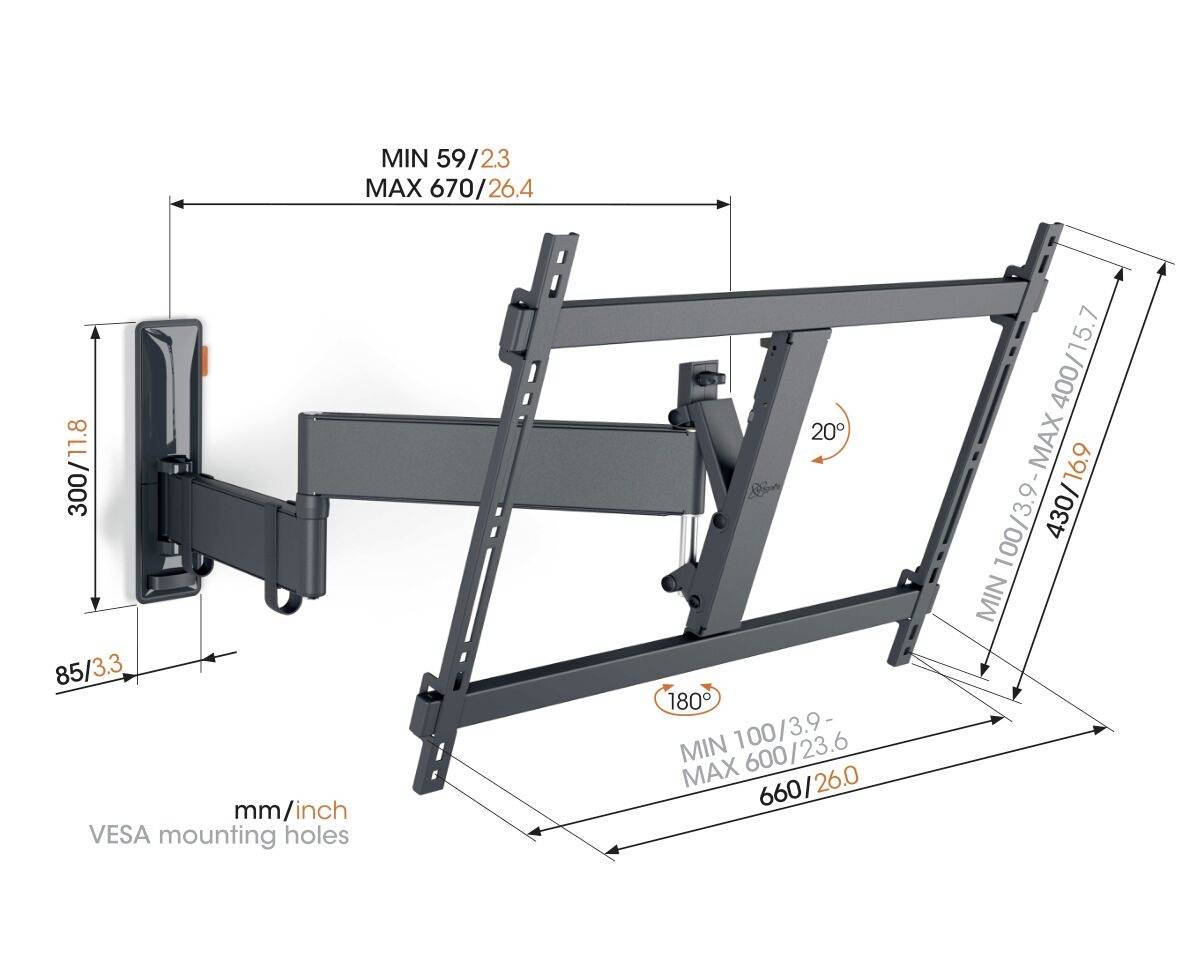 Vogel's TVM 3645 TV-Wandhalterung 101,6cm (40") - 195,6cm (77") Schwenkbar, Neigbar