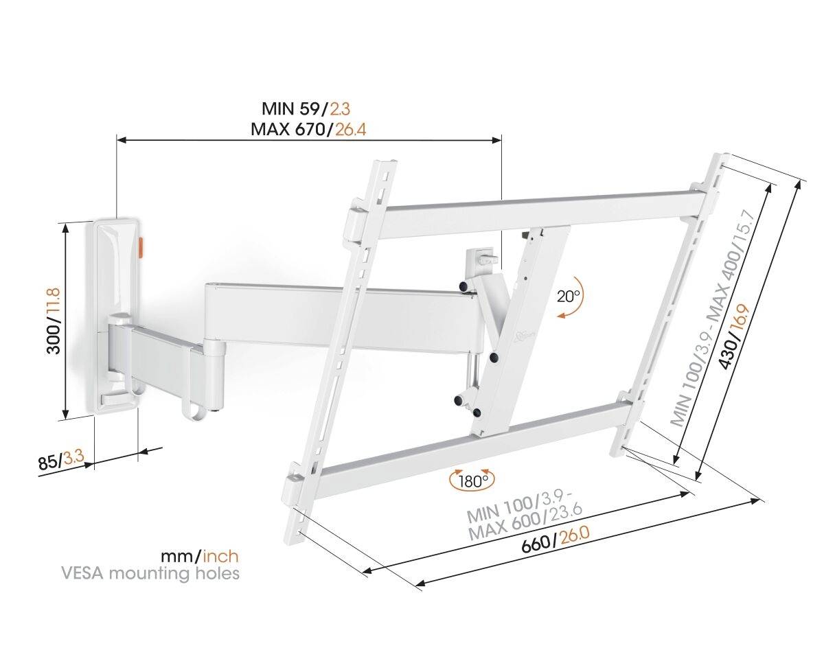 Vogel's TVM 3645 TV-Wandhalterung 101,6cm (40") - 195,6cm (77") Schwenkbar, Neigbar