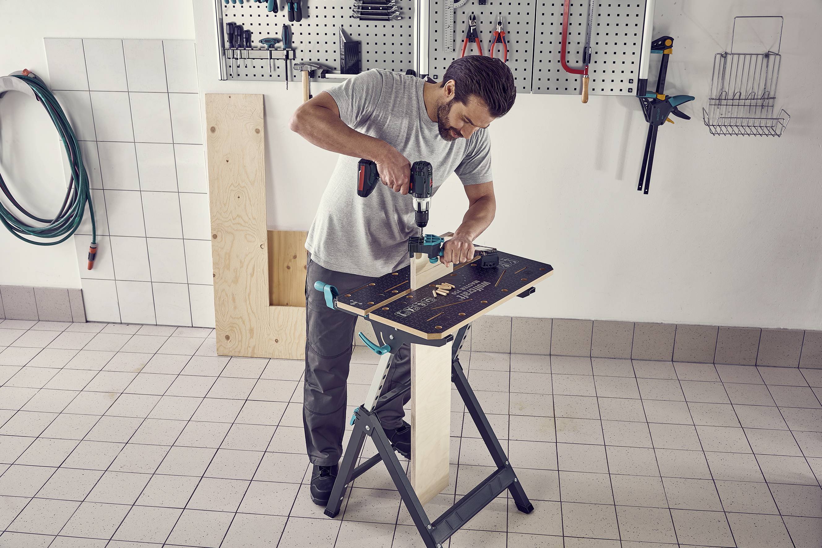 Wolfcraft 6871000 Spann- und Maschinentisch MASTER 750 ERGO 13.2kg Schwarz, Silber