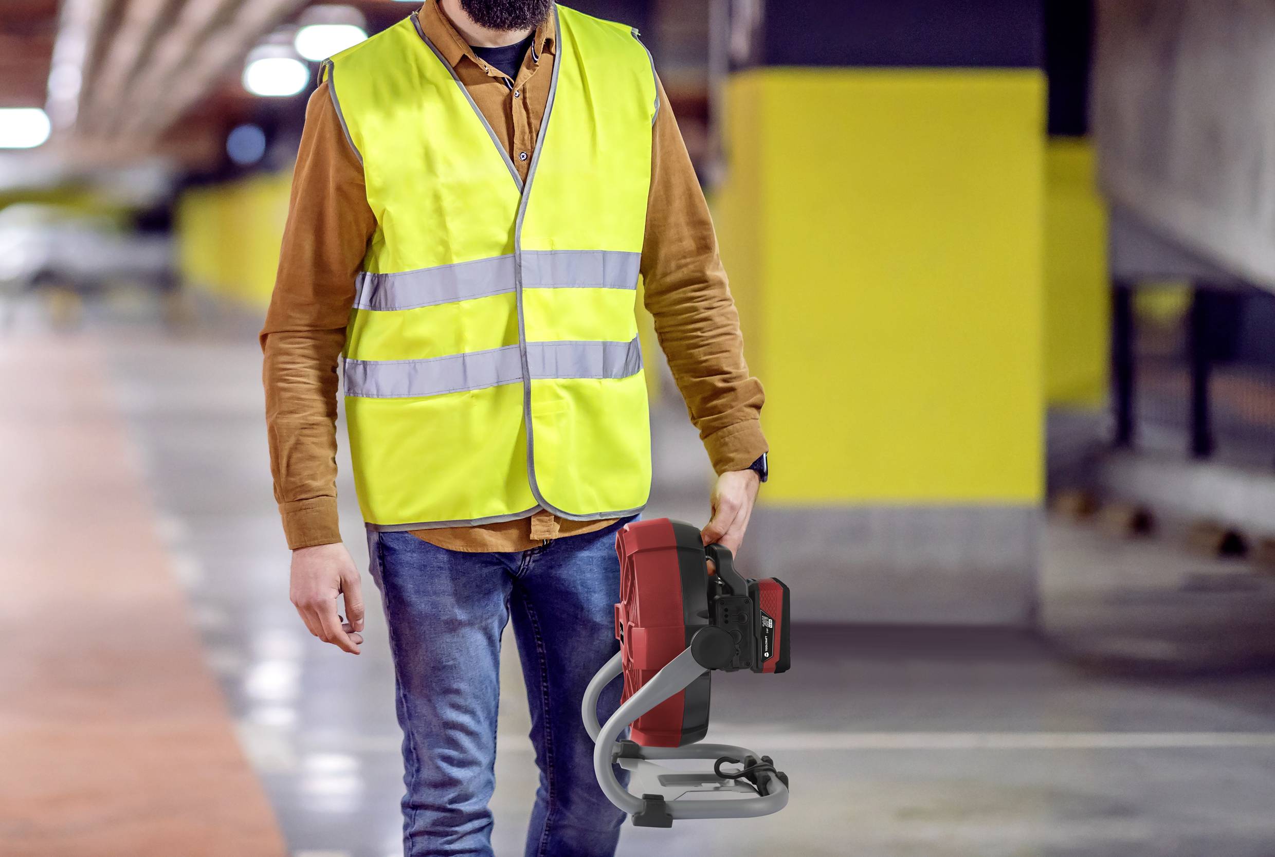 TOOLCRAFT TAWB-200 Akku-Ventilator 26W (Ø x H) 275mm x 350mm Rot, Grau, Schwarz LED-Kontrollleuchte, Akkubetrieb möglich