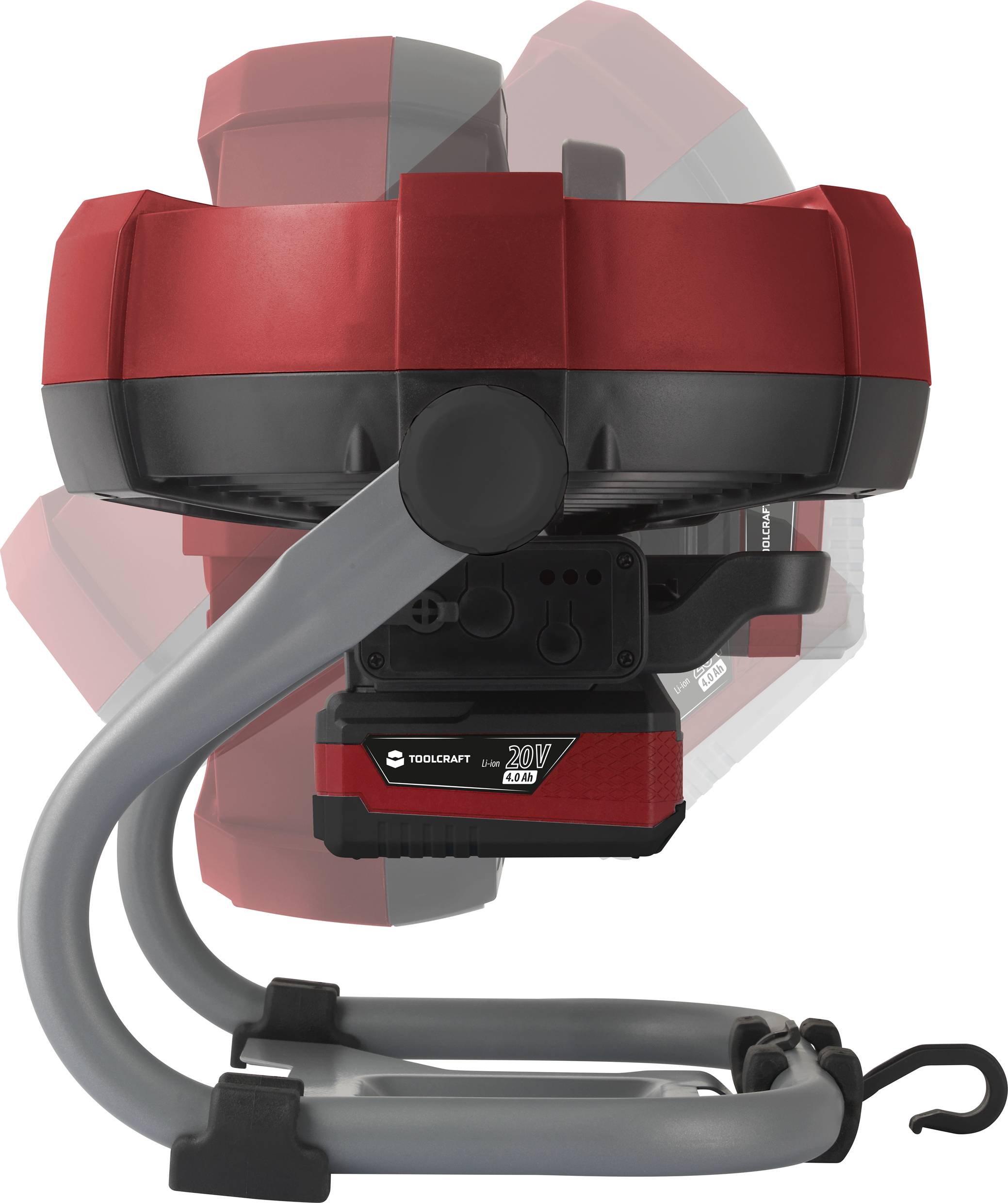 TOOLCRAFT TAWB-200 Akku-Ventilator 26W (Ø x H) 275mm x 350mm Rot, Grau, Schwarz LED-Kontrollleuchte, Akkubetrieb möglich